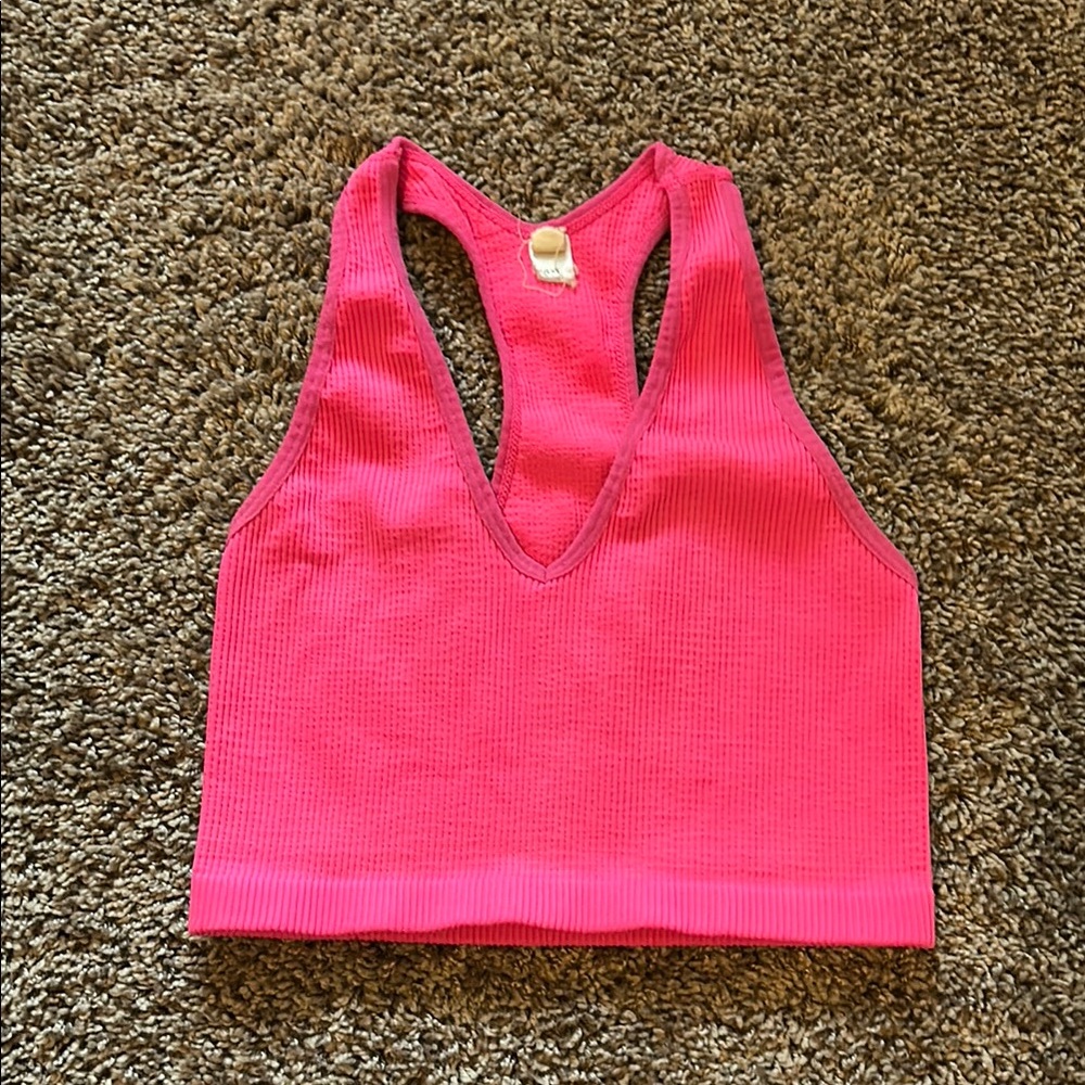 Vibrant Pink Ribbed Crop Top
